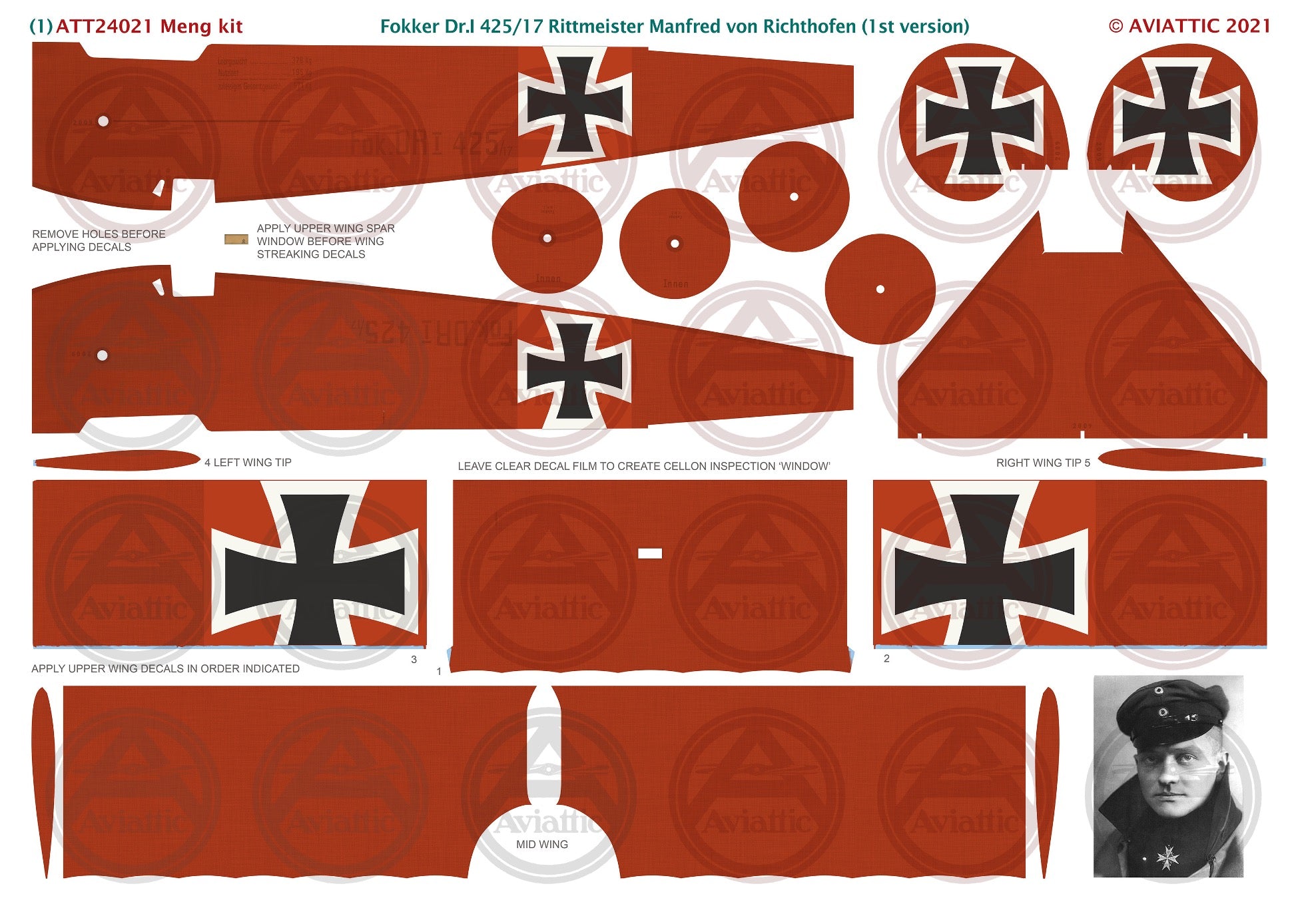 1/24 - Meng - Fokker Dr.I - 425/17 Rittmeister Manfred von Richthofen - 1st version