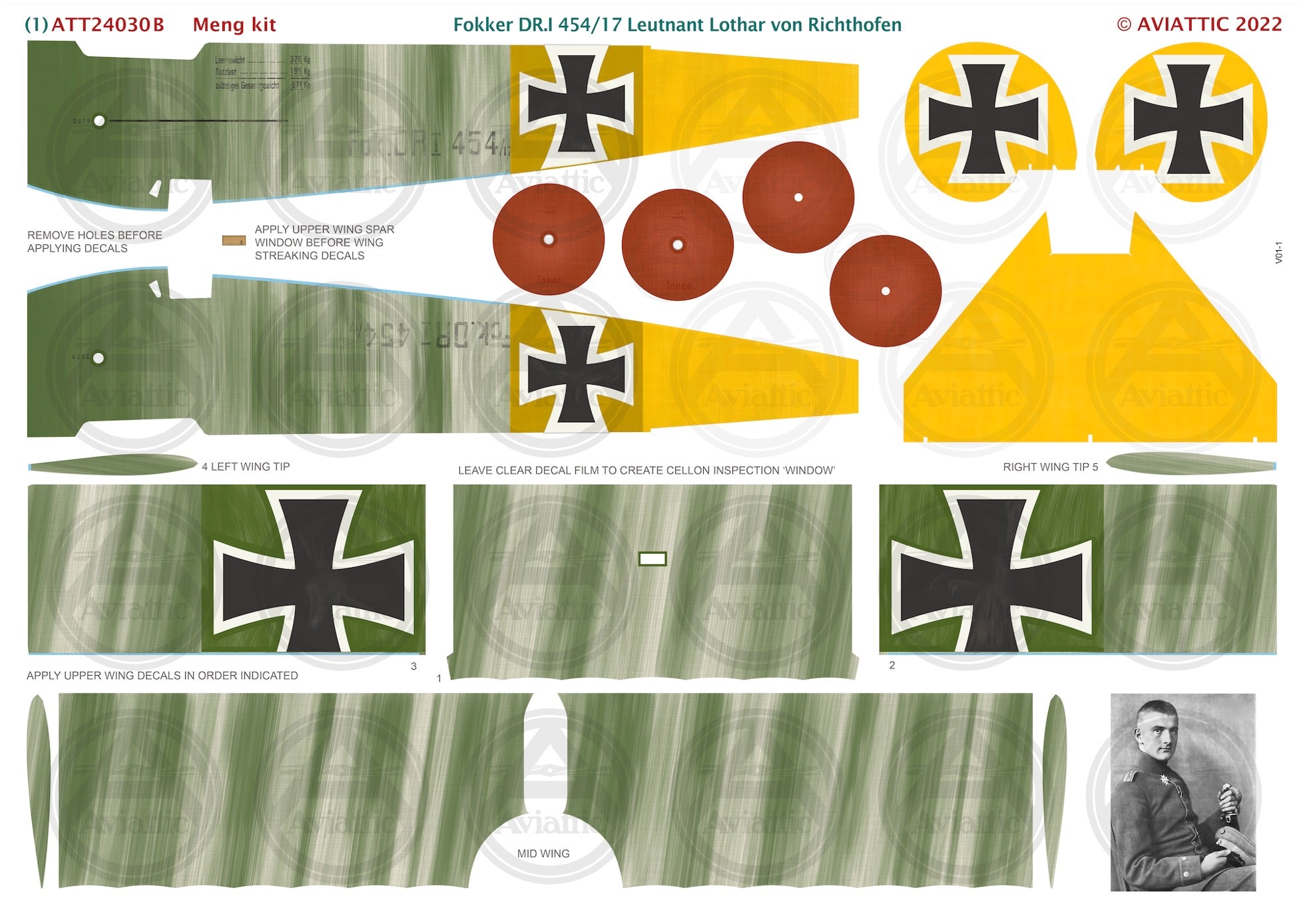 1/24 - Meng - Fokker Dr.I - 454/17 Lt. Lothar von Richthofen scheme B