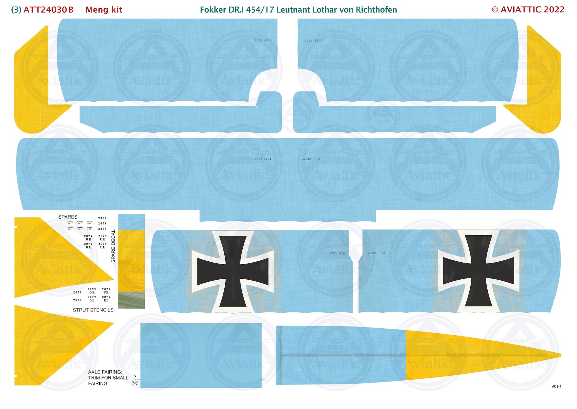 1/24 - Meng - Fokker Dr.I - 454/17 Lt. Lothar von Richthofen scheme B