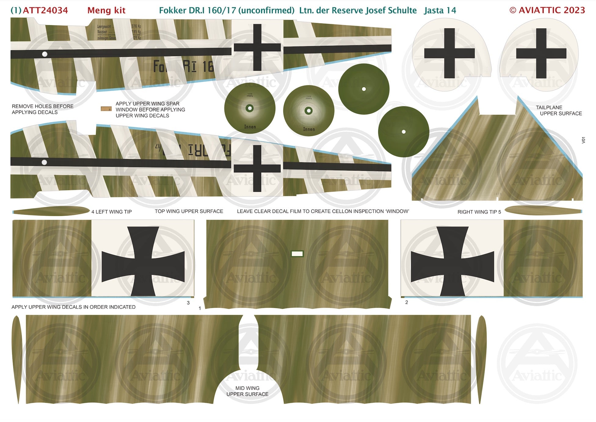 1/24 - Meng - Fokker Dr.I - 160/17 (unconfirmed)  Lt. der Reserve Josef Schulte - Jasta 14