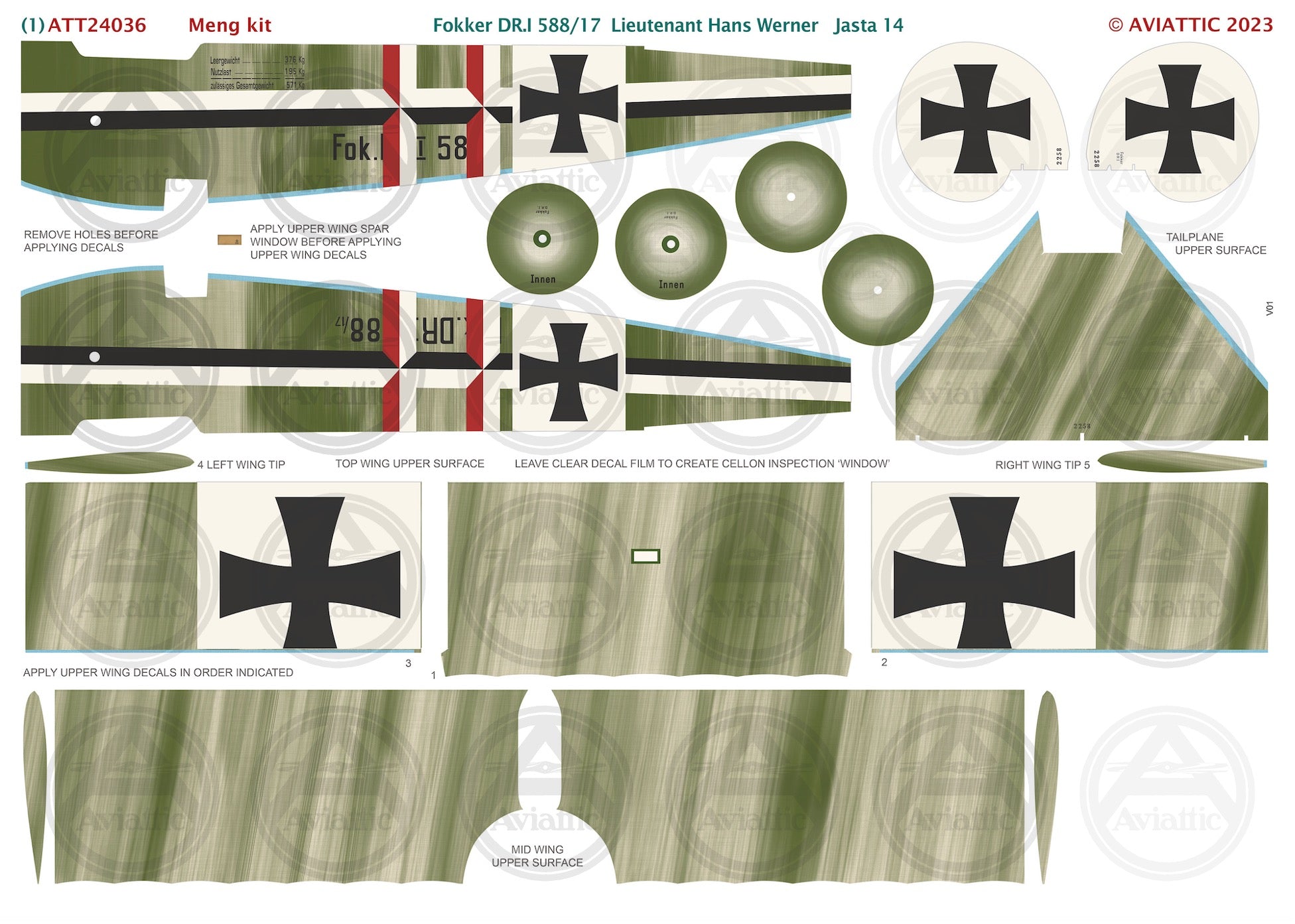 1/24 - Meng - Fokker Dr.I - 588/17 Lt. Hans Werner - Jasta 14