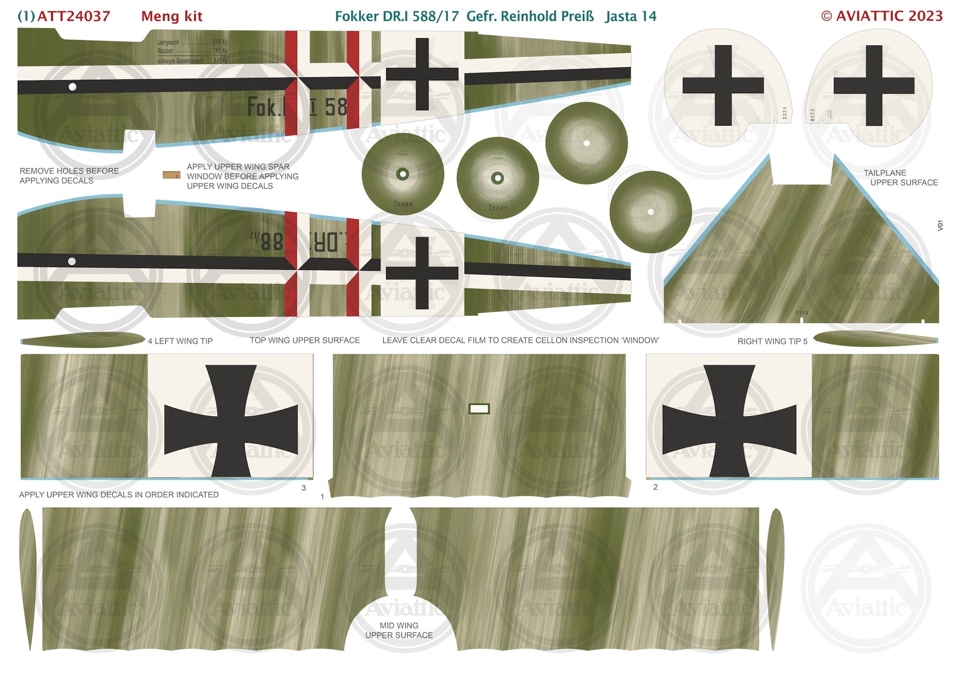 1/24 - Meng - Fokker Dr.I - 588/17 Gefr. Reinhold Preiß - Jasta 14