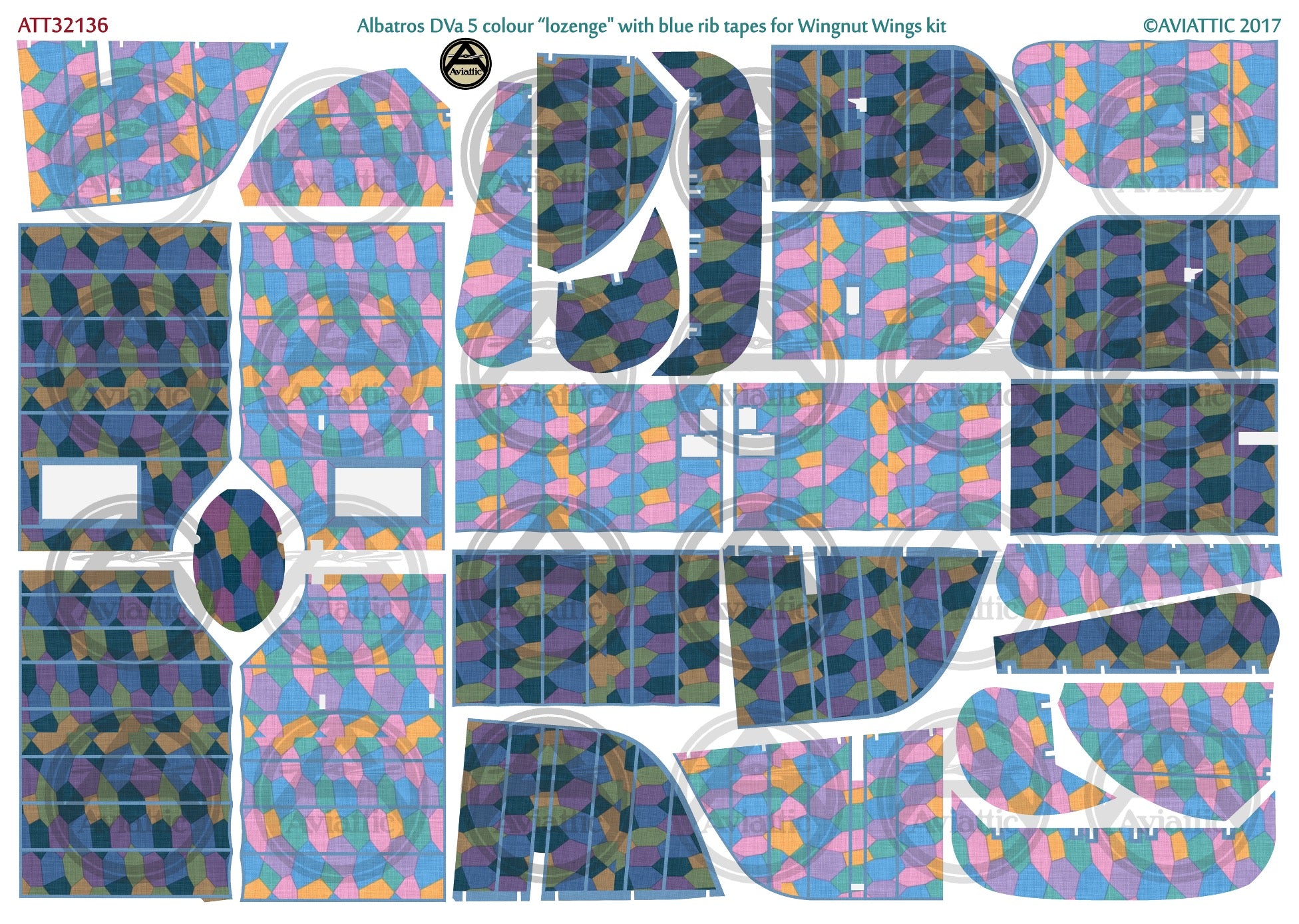 1/32 - Wingnut Wings - Albatros D.V(a) - 5 colour lozenge - blue tapes