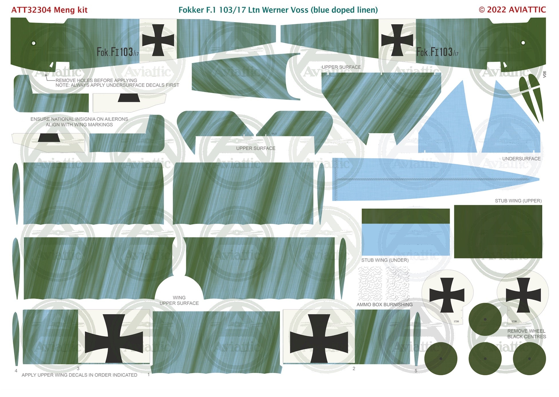 1/32 - Meng - Fokker F.I - 103/17 Lt. Werner Voss (blue doped linen)