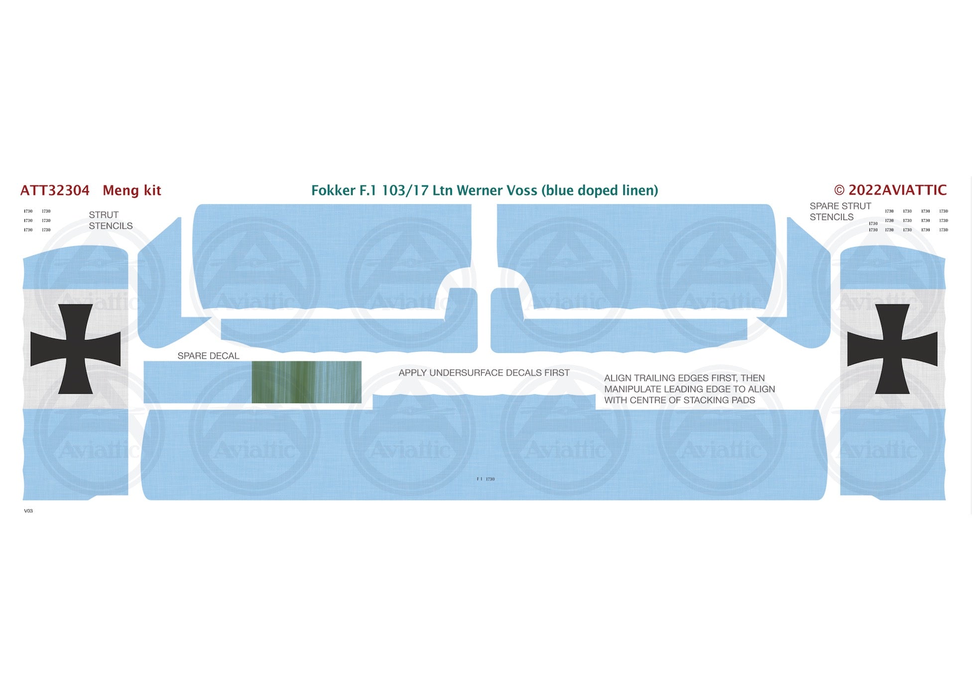 1/32 - Meng - Fokker F.I - 103/17 Lt. Werner Voss (blue doped linen)