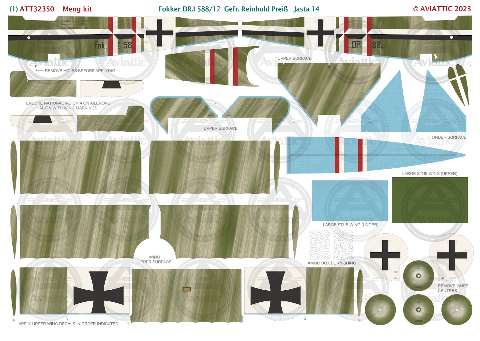 1/32 - Meng - Fokker Dr.I - 588/17 Gefr. Reinhold Preiß - Jasta 14