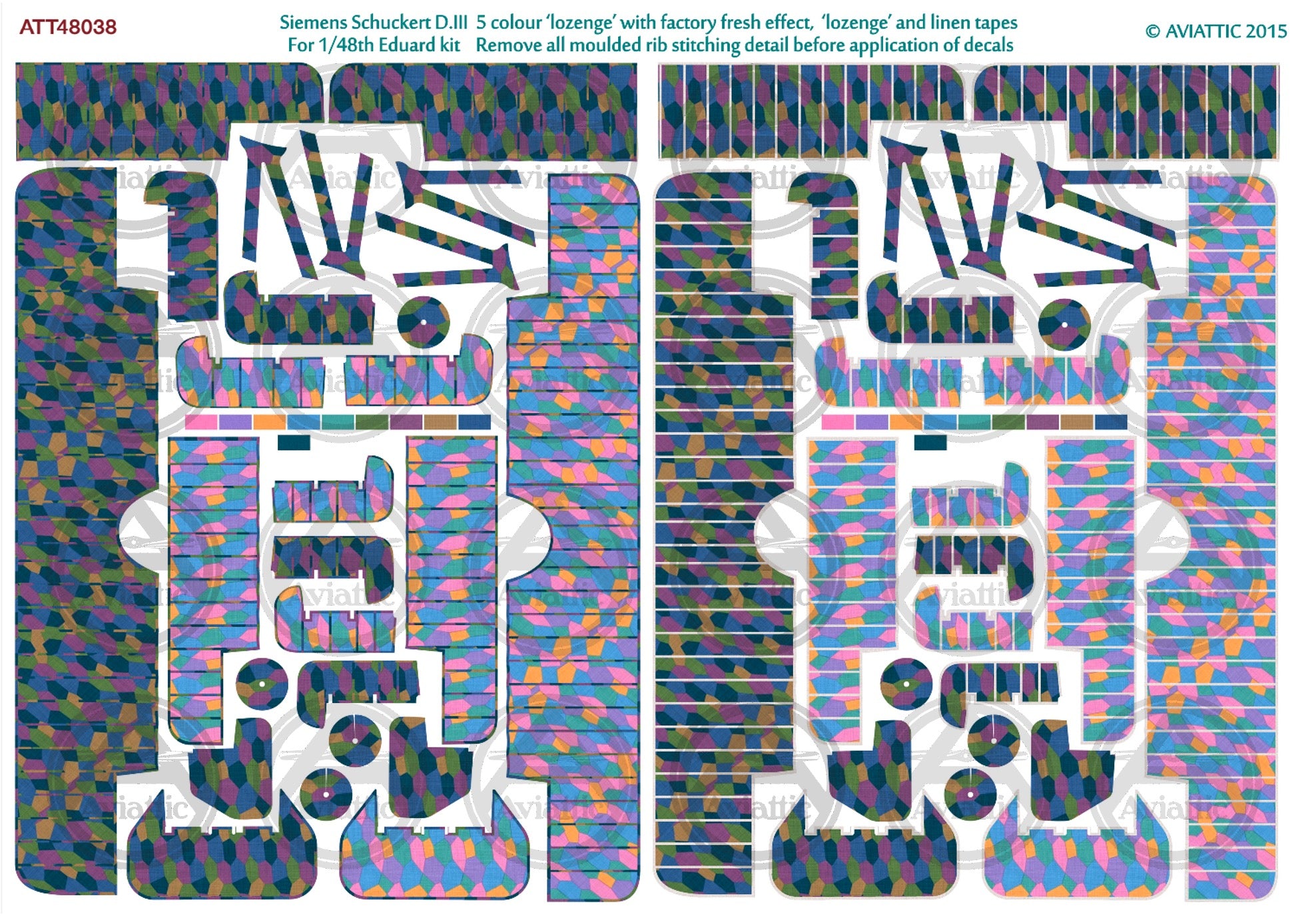 1/48 - Eduard - Siemens Schuckert D.III - 5 colour lozenge - lozenge and linen rib tapes - factory fresh