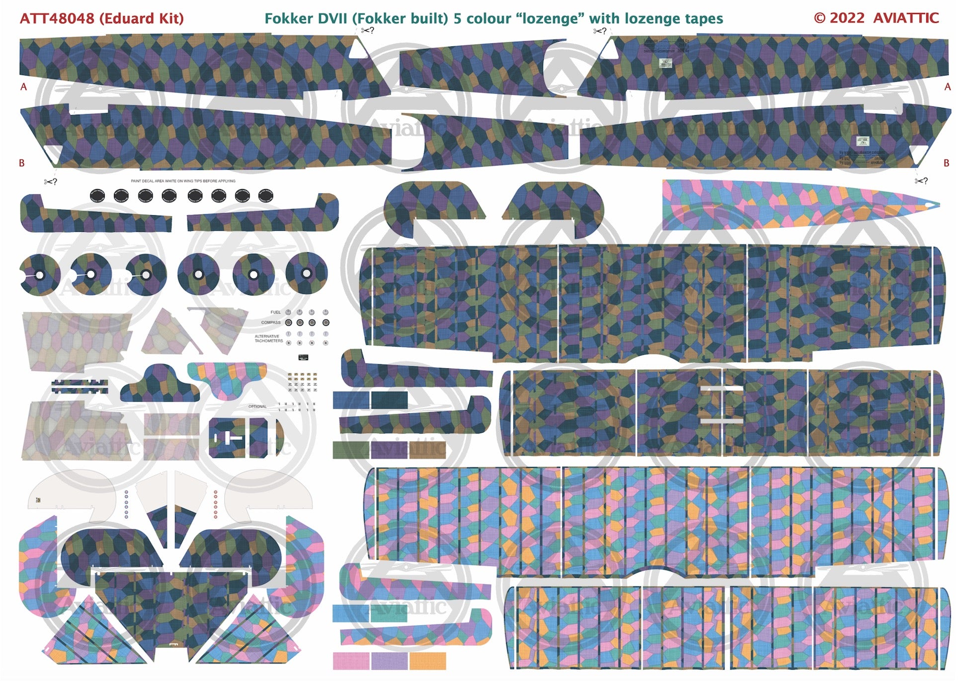 1/48 - Eduard - Fokker D.VII (Fok) 5 colour lozenge - lozenge tapes