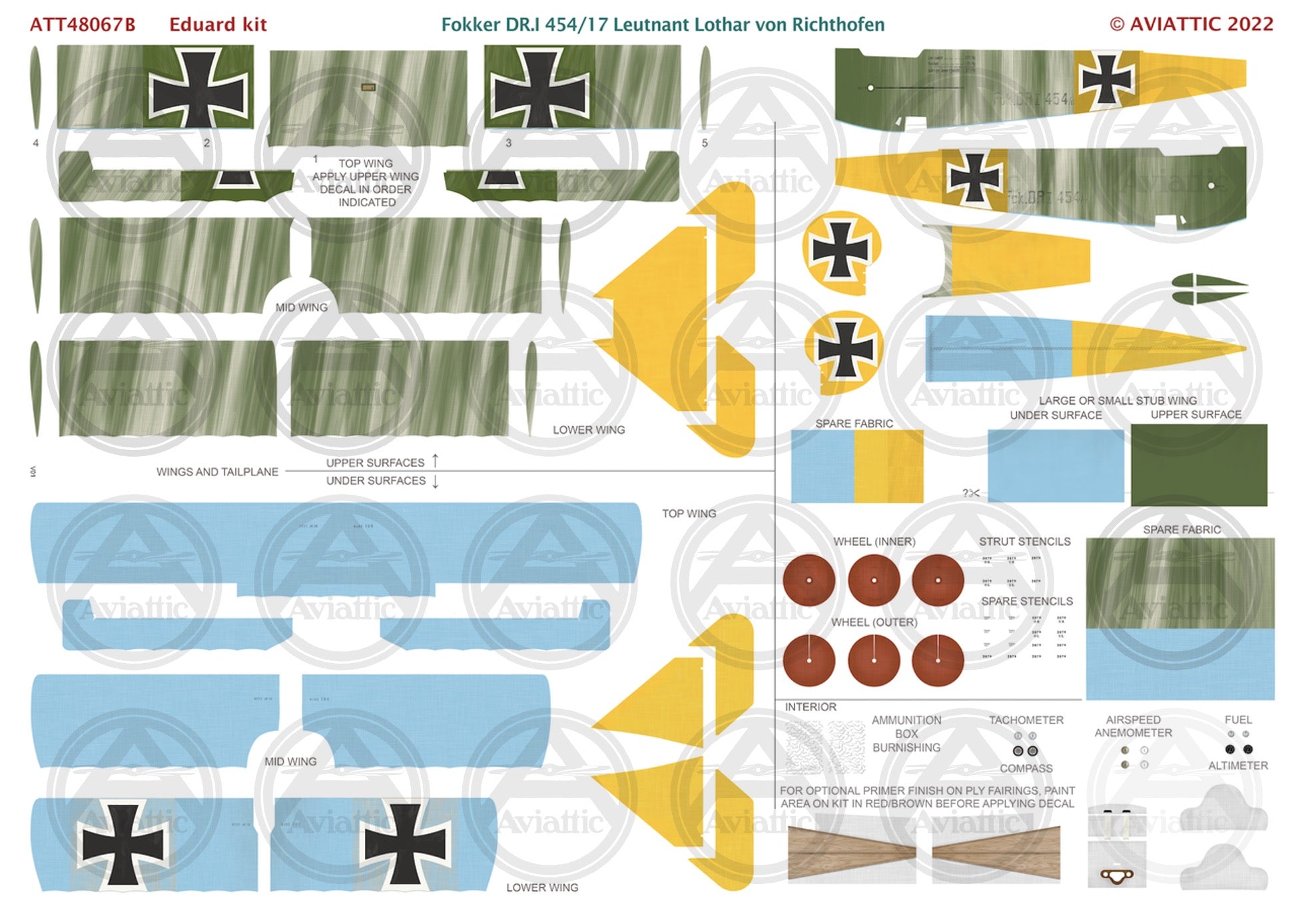 1/48 - Eduard - Fokker Dr.I - 454/17 Lt. Lothar von Richthofen - scheme B