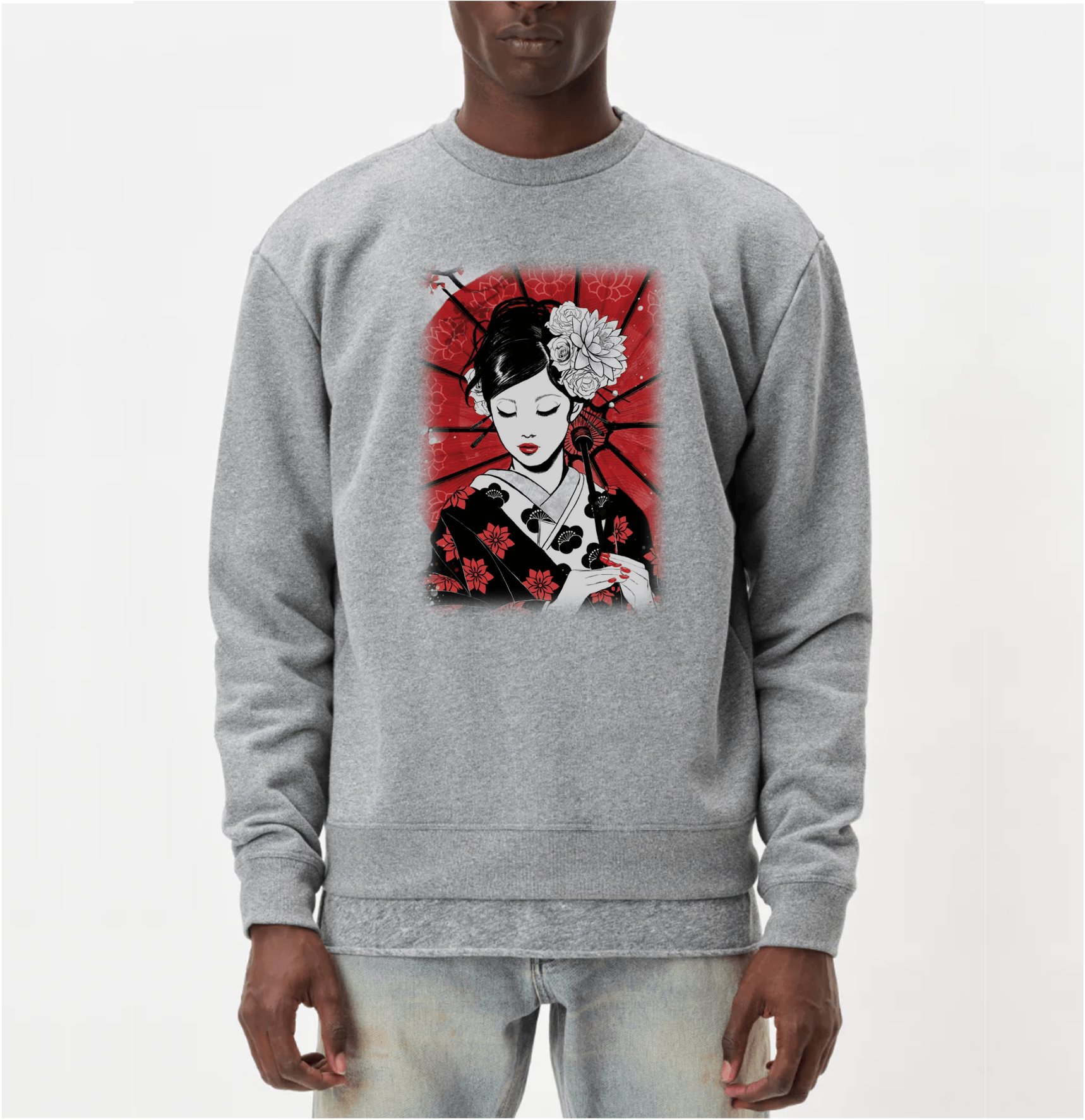 Men Sweater Grey Melange - Lo! Geisha