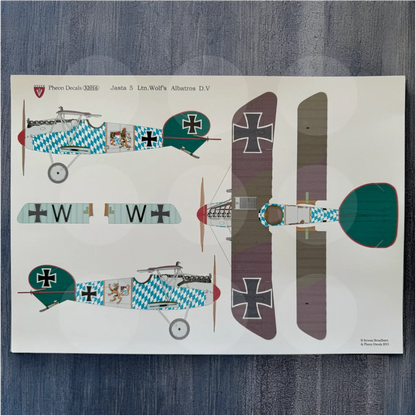 Pheon Decals - Albatros D.V Ltn. Wolff Jasta 5 2nd Edition - 1/32 scale - 32016