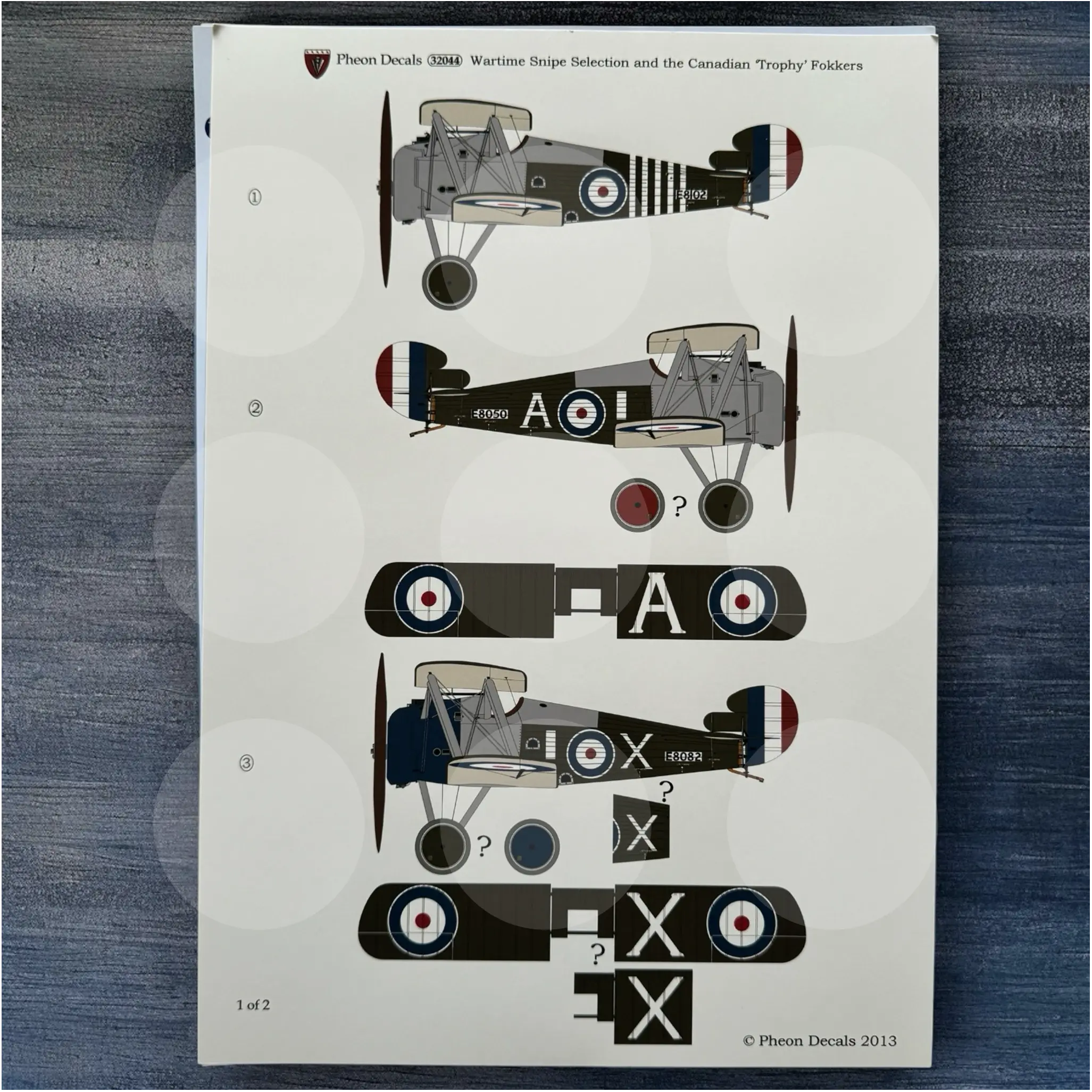 Pheon Decals - Wartime Snipe Selection & Canadian Trophy Fokkers - 1/32 scale - 32044