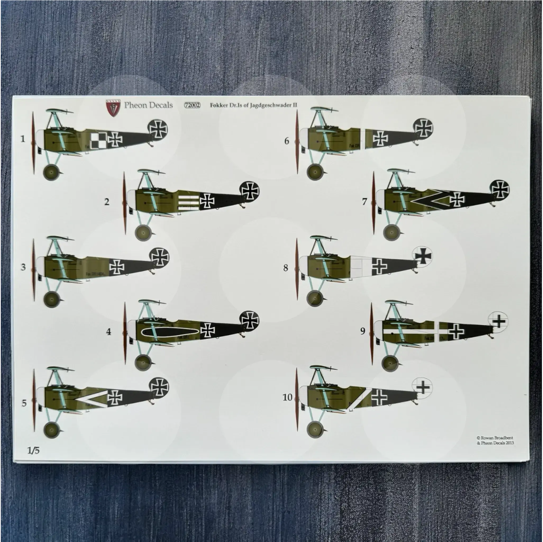 Pheon Decals - Fokker Dr.I Jagdgeschwaeder II - 1/72 scale - 72002