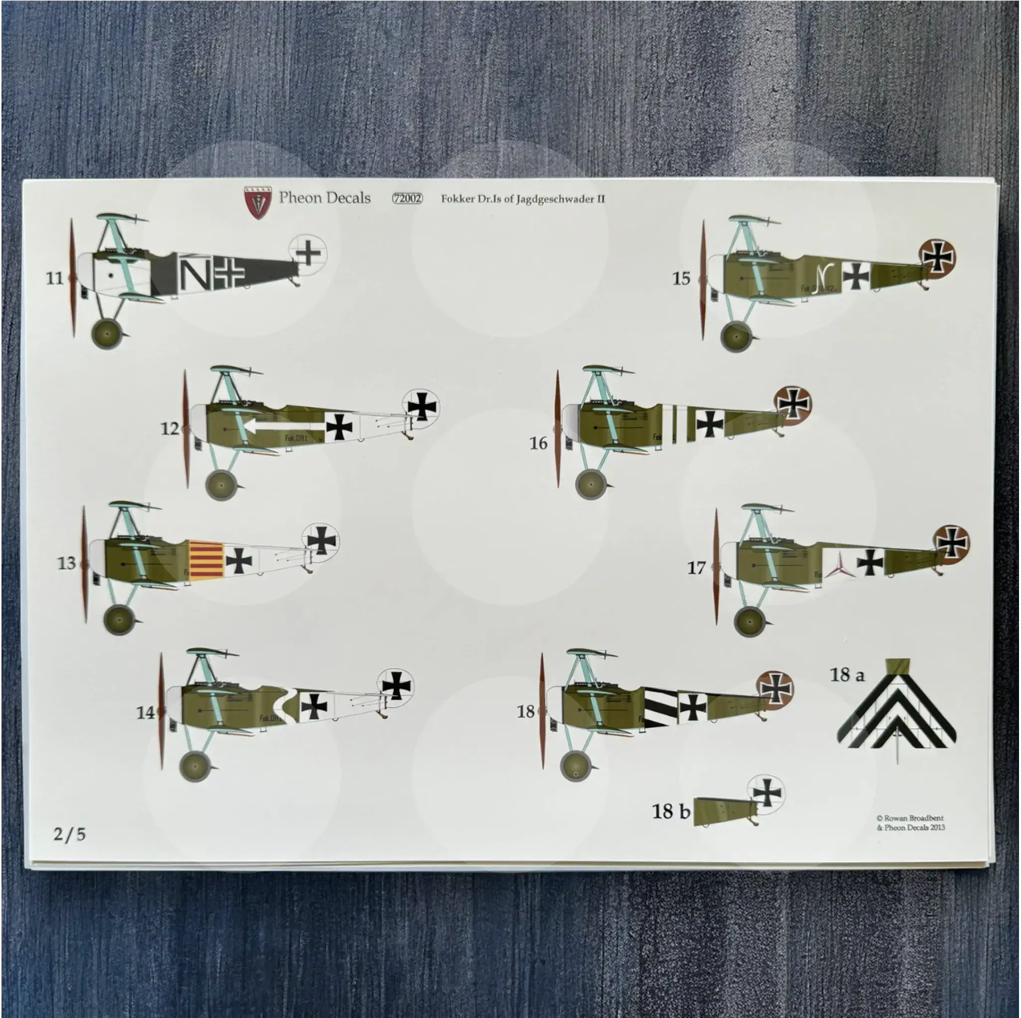 Pheon Decals - Fokker Dr.I Jagdgeschwaeder II - 1/72 scale - 72002